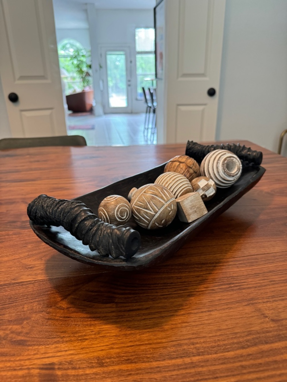 Raw Edge Hand Carved Decorative Wooden 18” Bowl/Tray Rustic modern accent